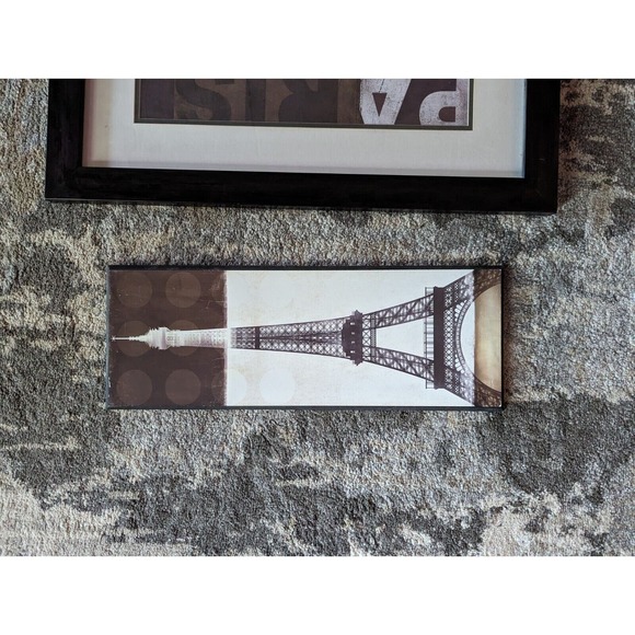 Paris Decorations 3 Piece Lot. Framed Picture 23.5"X 17.5" Two Wooden 18.5x6.5" - Picture 7 of 7